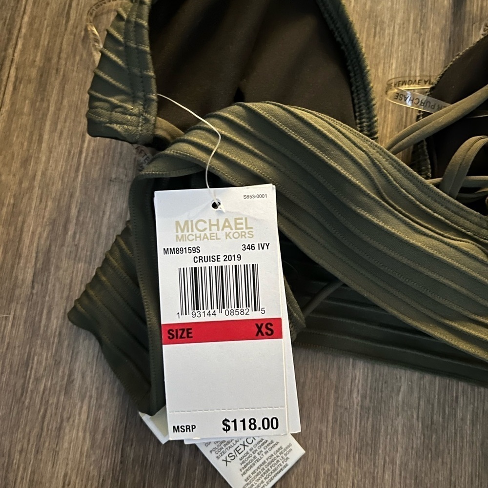 NWT Michael Kors Ivy Green Bikini XS - Picture 2 of 7